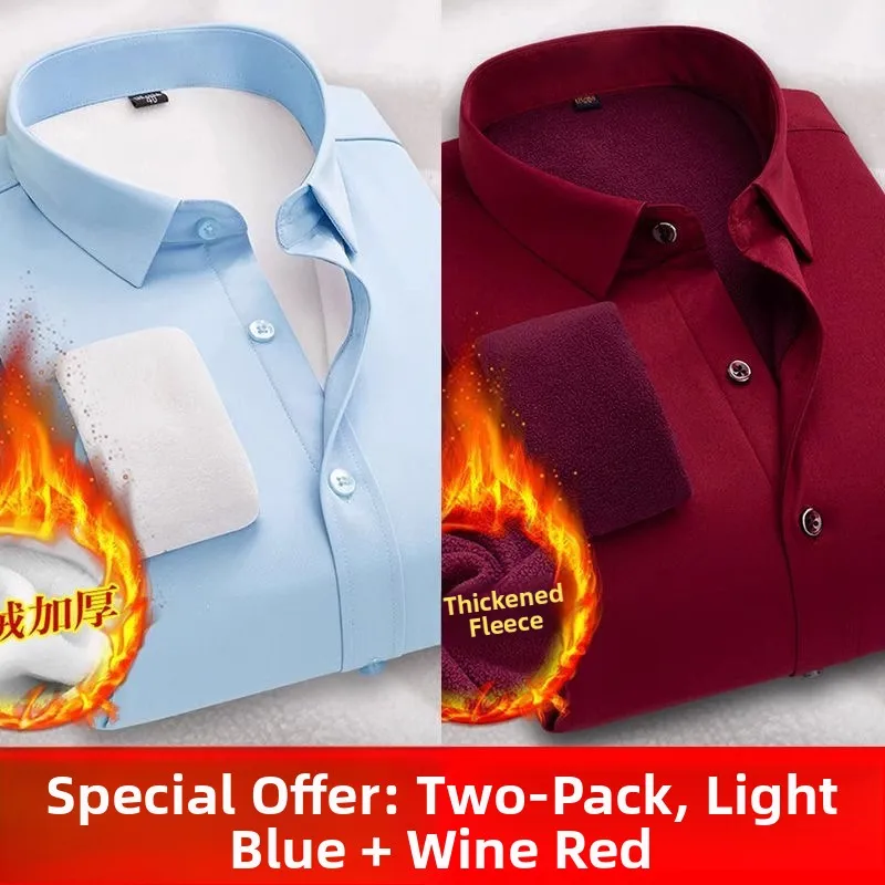 남성용 기모 안감 따뜻한 롱 슬리브 비즈니스 캐주얼 폴리에스터 섬유 무브랜드 등록 상표