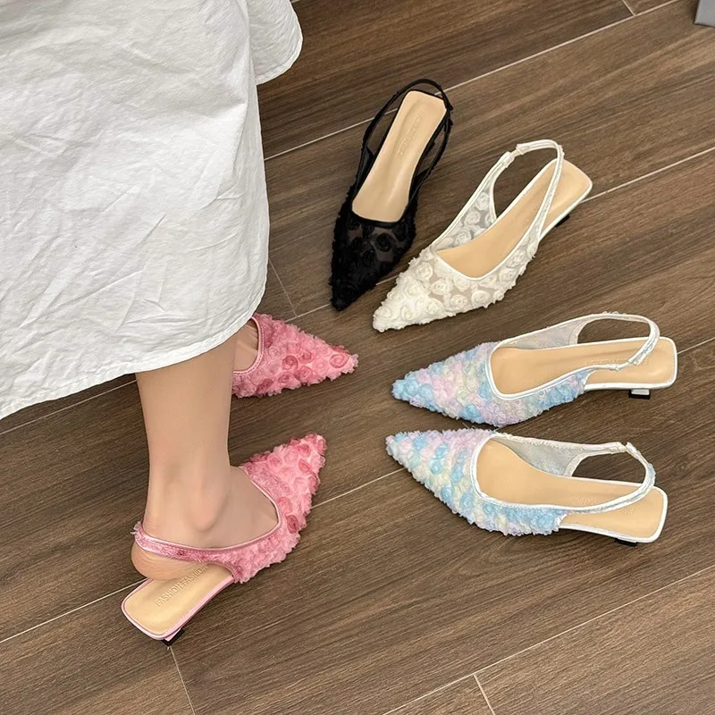 

Summer Elegant Pointed Sexy Breathable Low Heel Casual Sandals Fashionable Best Selling New Comfortable Plus Size Women's Shoes