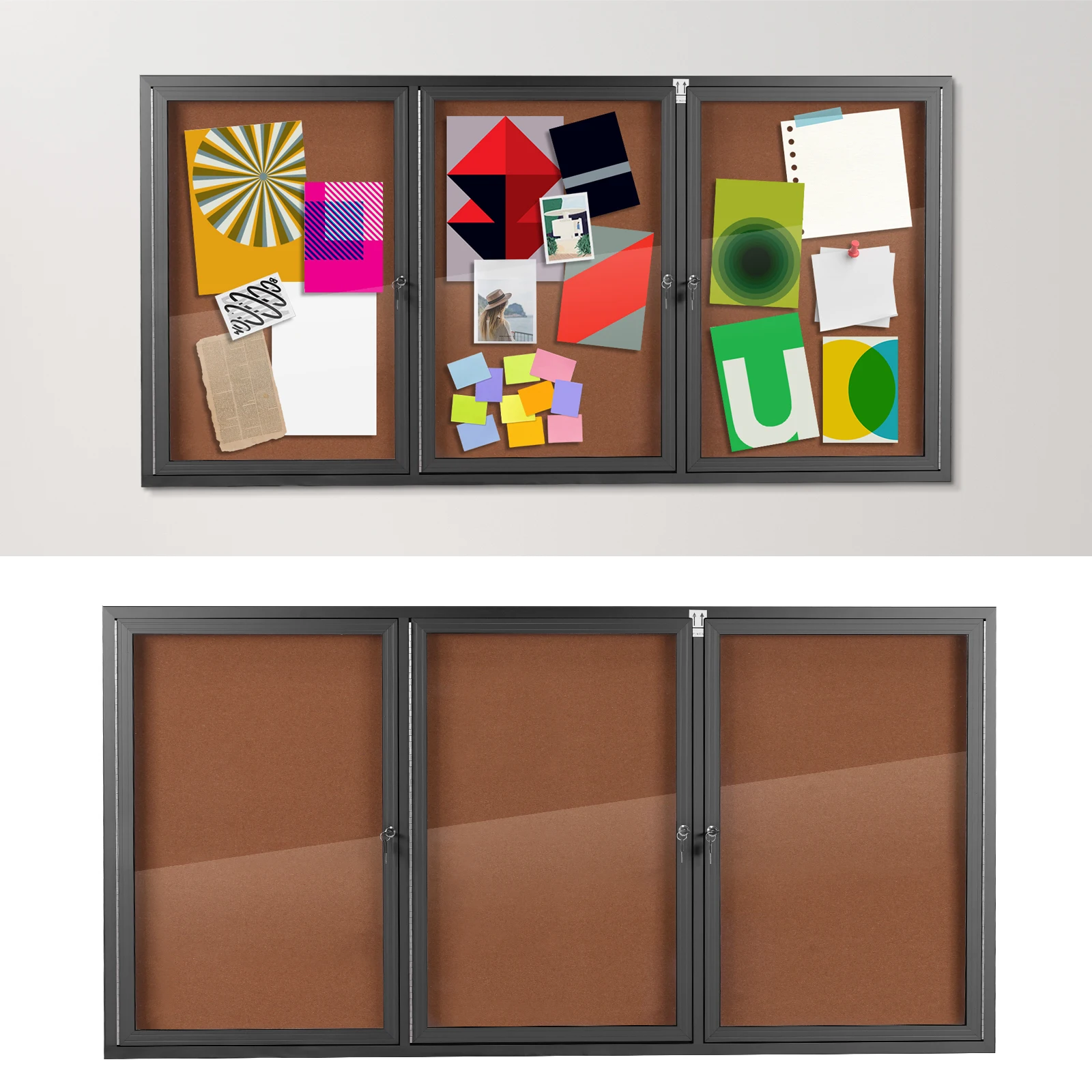 

Влагостойкая пробковая доска для объявлений с алюминиевой рамой, настенный демонстрационный стенд со стеклянной запирающейся дверцей для дома, офиса и общественного использования