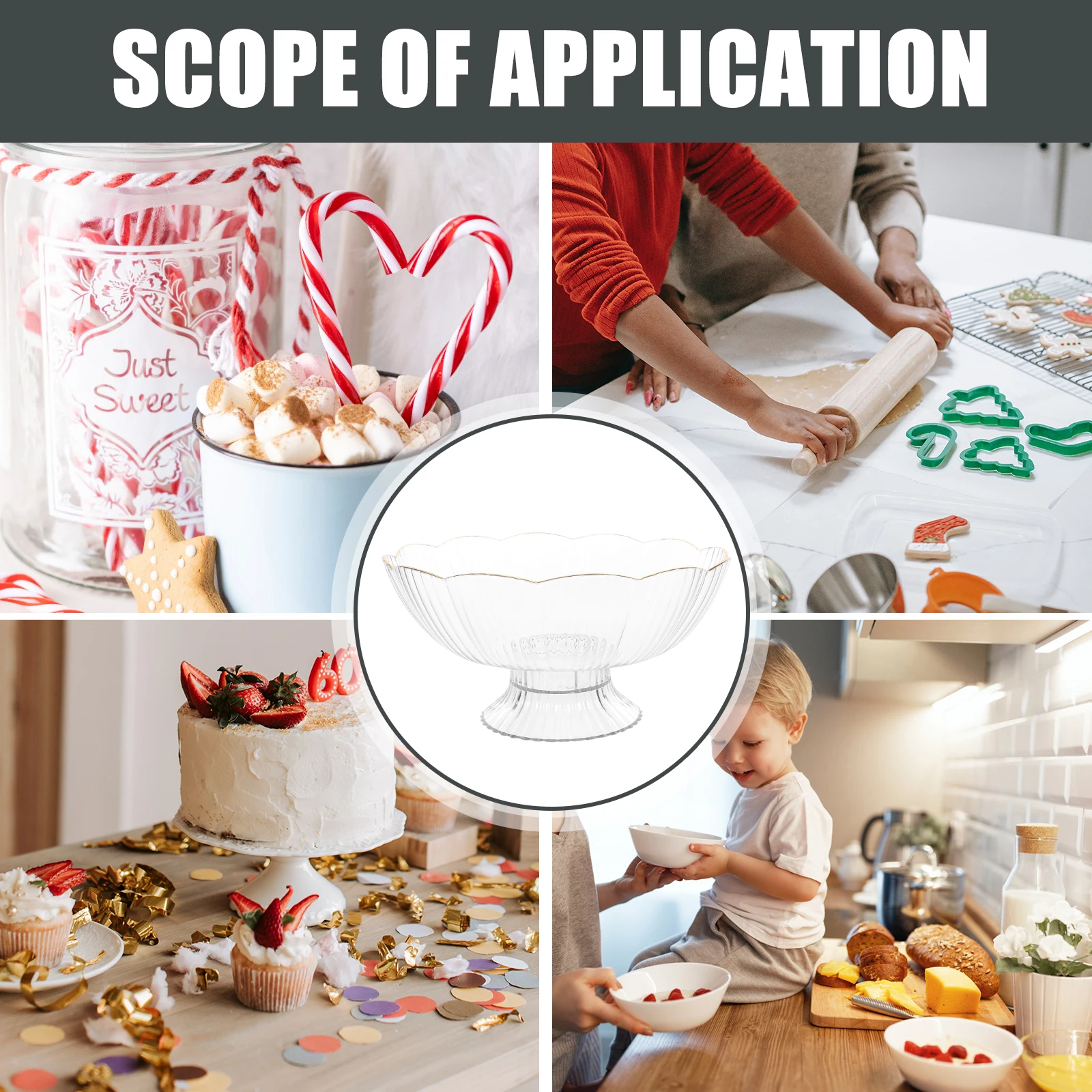 

Large Capacity Fruit Bowl Transparent Draining Basket Living Room Coffee Table Dry Fruits Nut Snacks Storage PET Material