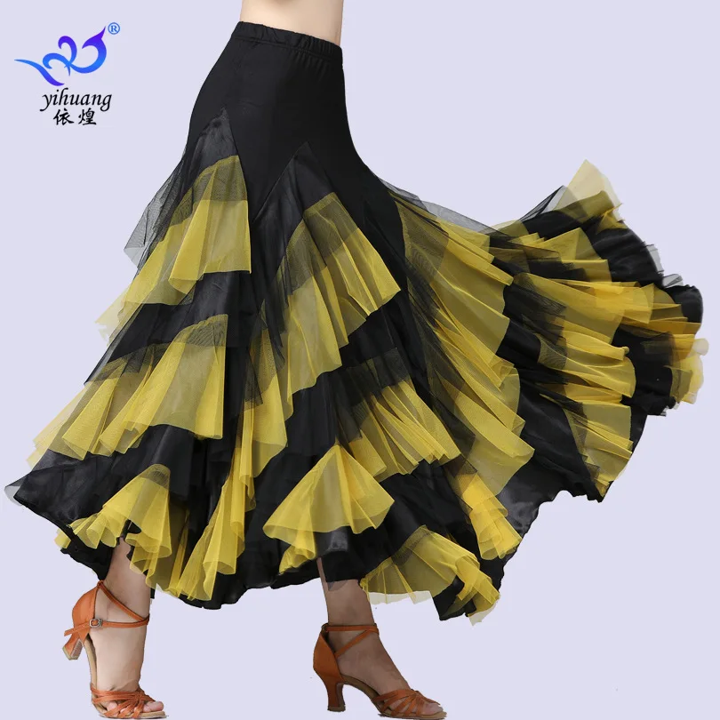 Disfraz de baile para mujer, Falda de baile de salón, Flamenco, Vals, clásico, Swing grande, falda larga española, 1 lote