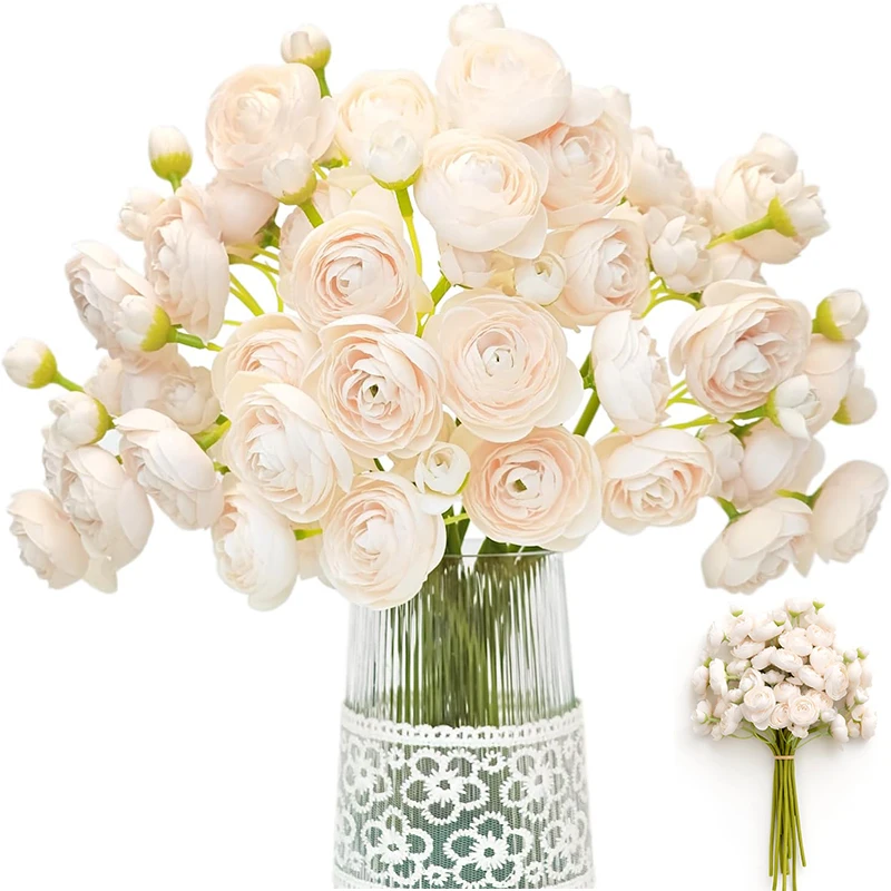 Ranunculus زهرة اصطناعية فو الحرير صغيرة Ranunculus الزهور DIY بها بنفسك باقة السائبة وهمية الزفاف حشو الزهور 18 قطعة