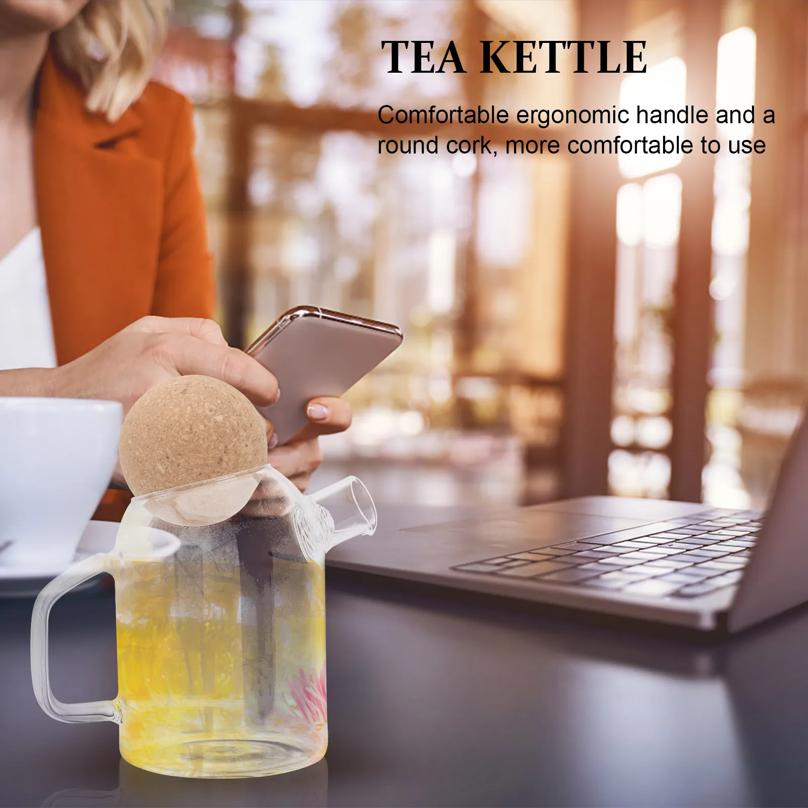 

Thickened Glass Teapot Beverage Pitcher Cork Teapots Coffee Kettle Clear Transparent Exquisite Workmanship Smooth