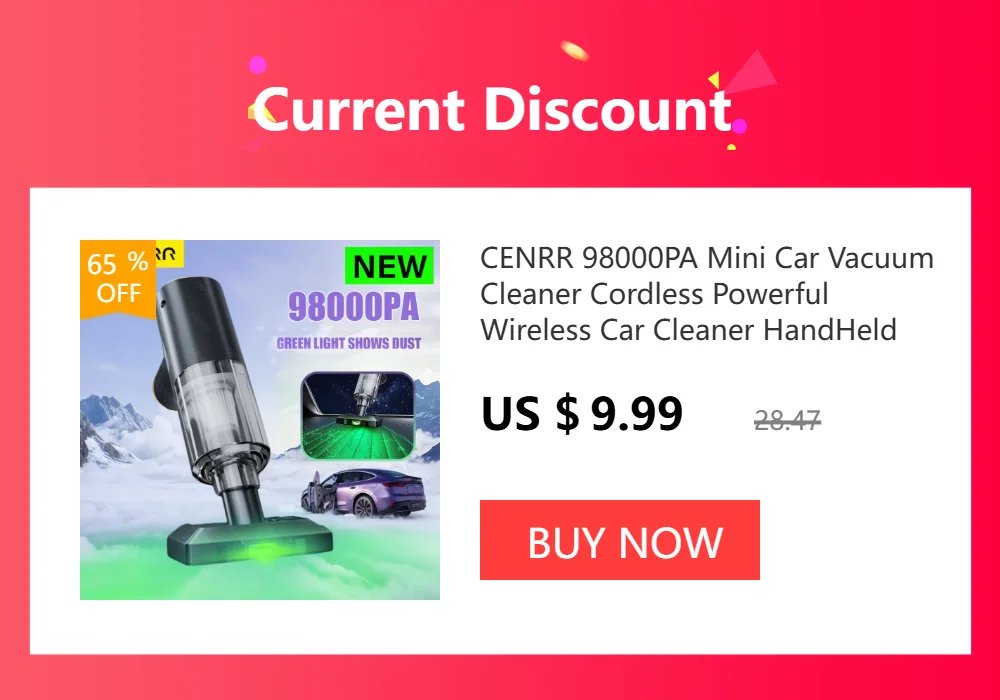 CENRR 98000PA Mini Car Vacuum Cleaner Cordless Powerful Wireless Car Cleaner HandHeld Portable Vacuum Cleaner Air Gun
