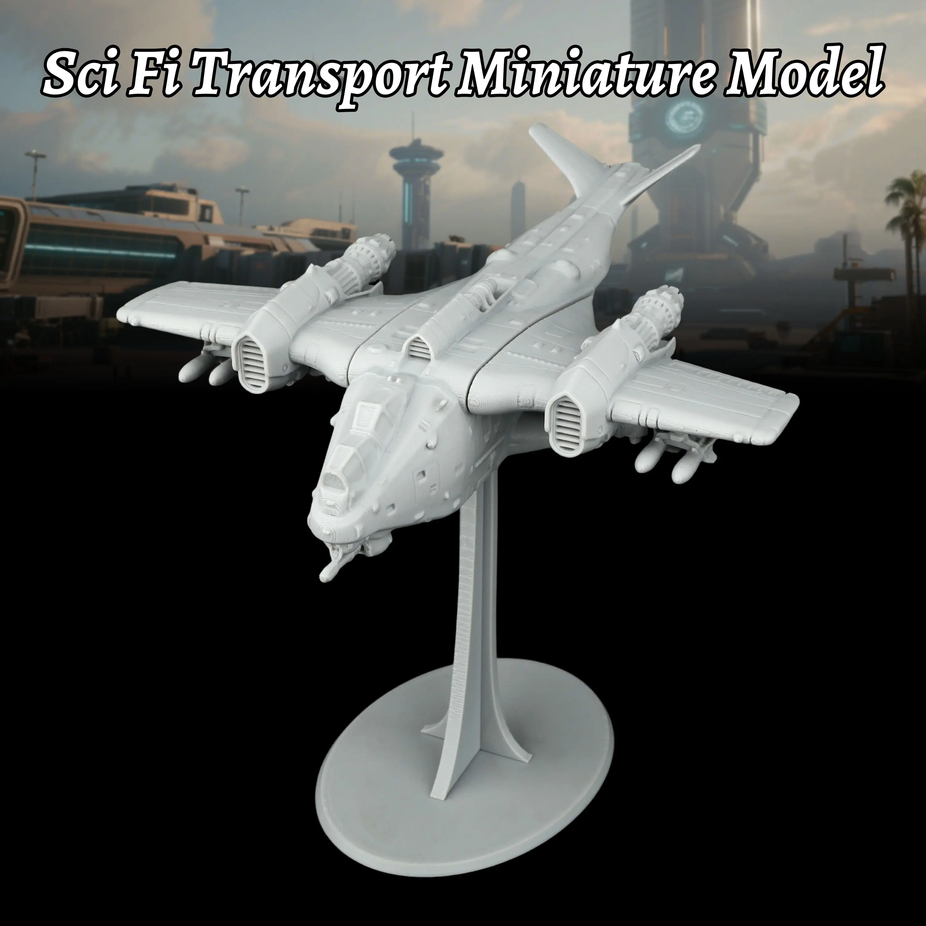 

Sci-Fi Transport Miniature — 28mm/1:56 Scale TTRPG Fantasy Terrain Model, Display Gift for Alien Base & Futuristic City Scenes