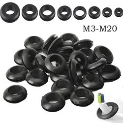 50-100pcs M3-M20 Wire Cable Protect Rubber O Rings Oil Sealing Grommet Gasket Hole Shim Washer Black Double Face