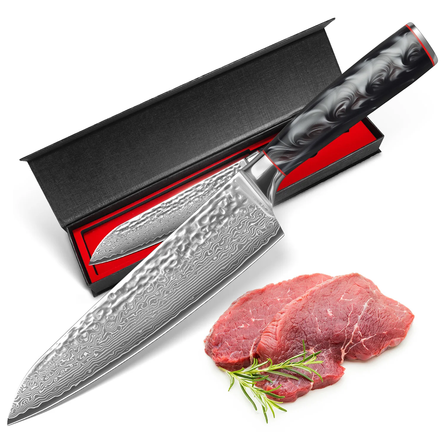 

Damascus Chef's Knife 19.3 cm 67 Layer VG-10 Damascus Steel, Kitchen Knife Professional Chef's Knife with Ergonomic Handle