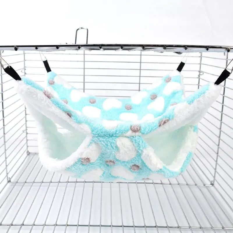 Hamster Hammock Small Pet Hanging Bed Double Warm Thickened Honeybug Flying Squirrel Guinea Pig Hammock Pet Cage Accessories