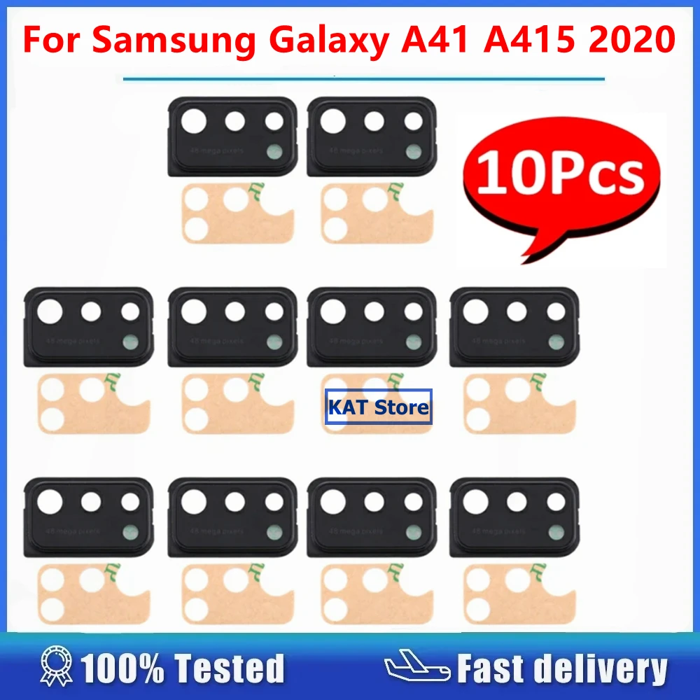 

10 шт. для Samsung Galaxy A41 A415 2020 задняя камера стеклянная крышка объектива с кронштейном/замена рамки