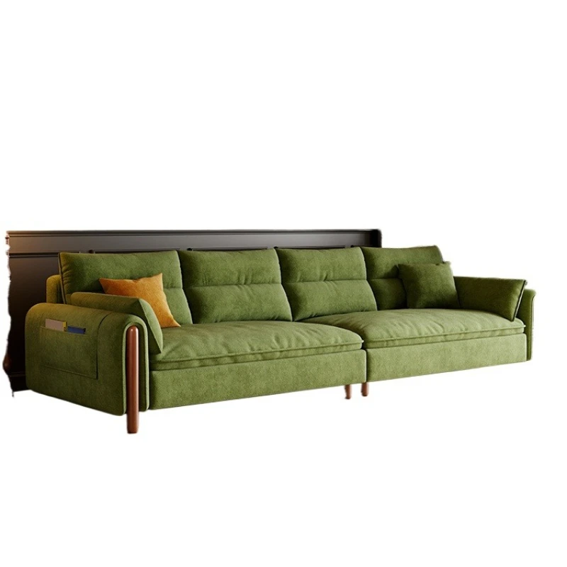

2025 new French log wind sofa, down living room small apartment American retro green snowflake velvet fabric