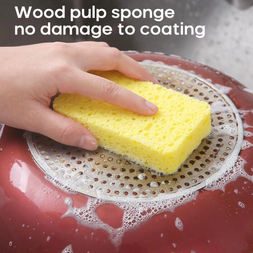 Wood Pulp Sponge Innovative Convenient Eco-friendly Durable Versatile Kitchen Dish Cleaner Accessory Kitchen Accessory Reusable