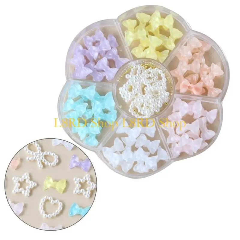 L8RD BOW 네일 아트 장식 아크릴 네일 데칼 네일 아트 디자인 보석 헤어 클립 제작을위한 젤 네일 스티커