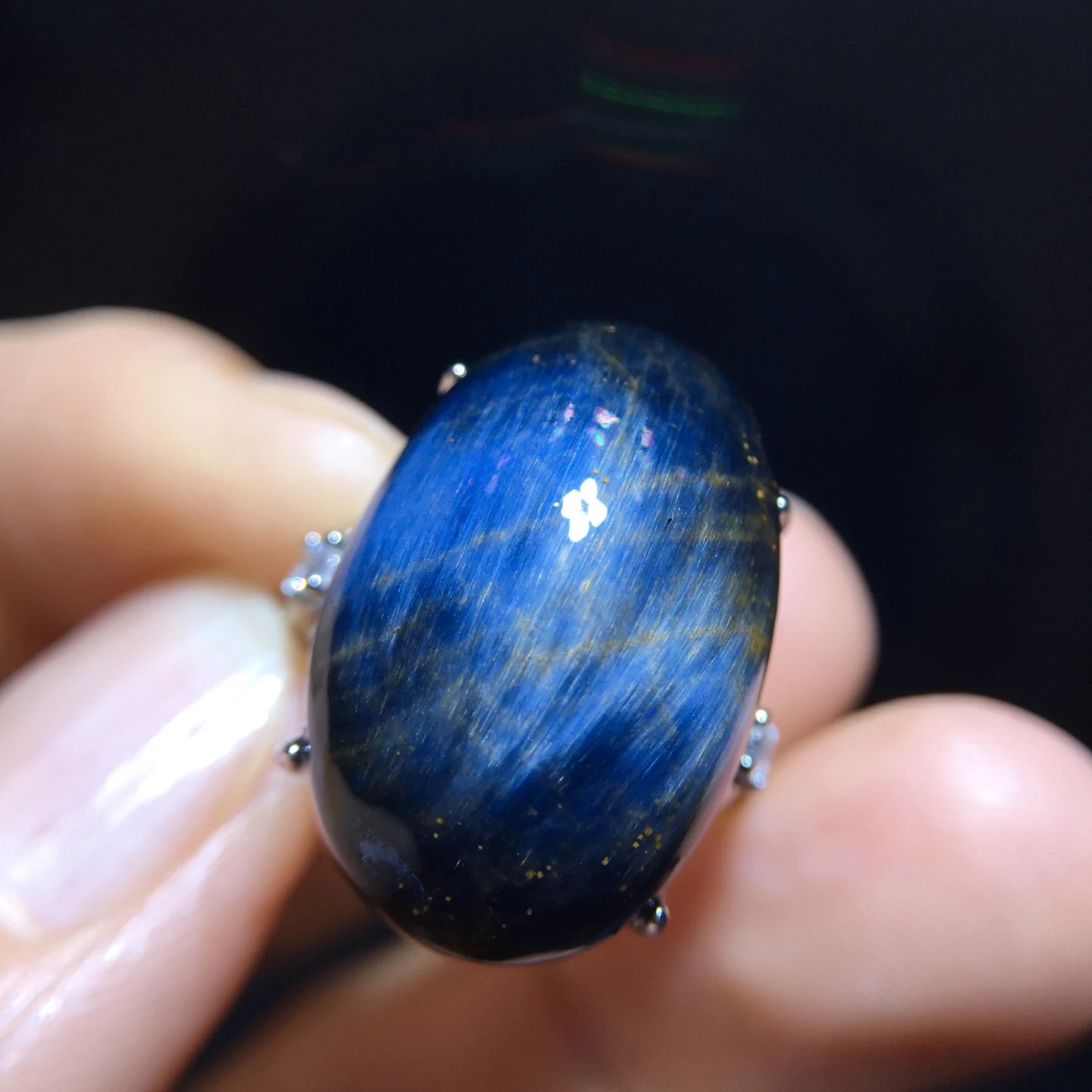Namibia Natural Blue Pietersite Adjustable Ring 21/14.2mm Big 925 Silver Pietersite Chatoyant Gemstone Ring AAAAAA