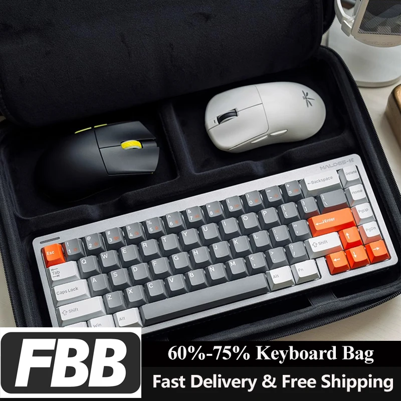

Портативная сумка для хранения FBB, нейлоновый тканевый дорожный чехол, сумки для клавиатуры 60-75%, большая вместимость, аксессуары для дорожной электроники