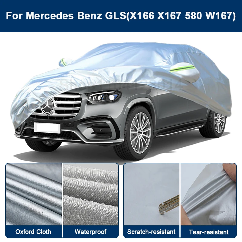 

Outdoor Full Car Cover For Benz GLS X166 X167 580 W167 with Reflective Strips Waterproof Snowproof Dustproof UV Protection