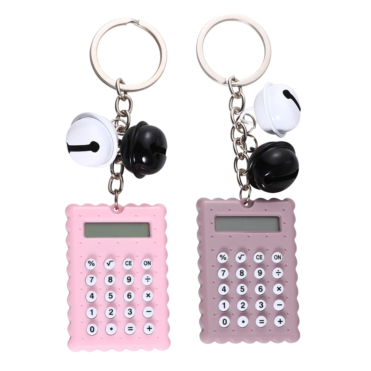 2pcs Mini Calculator Portable Electronic Keychain Computer Durable PVC Compact Lightweight Home Office School Kids Gifts