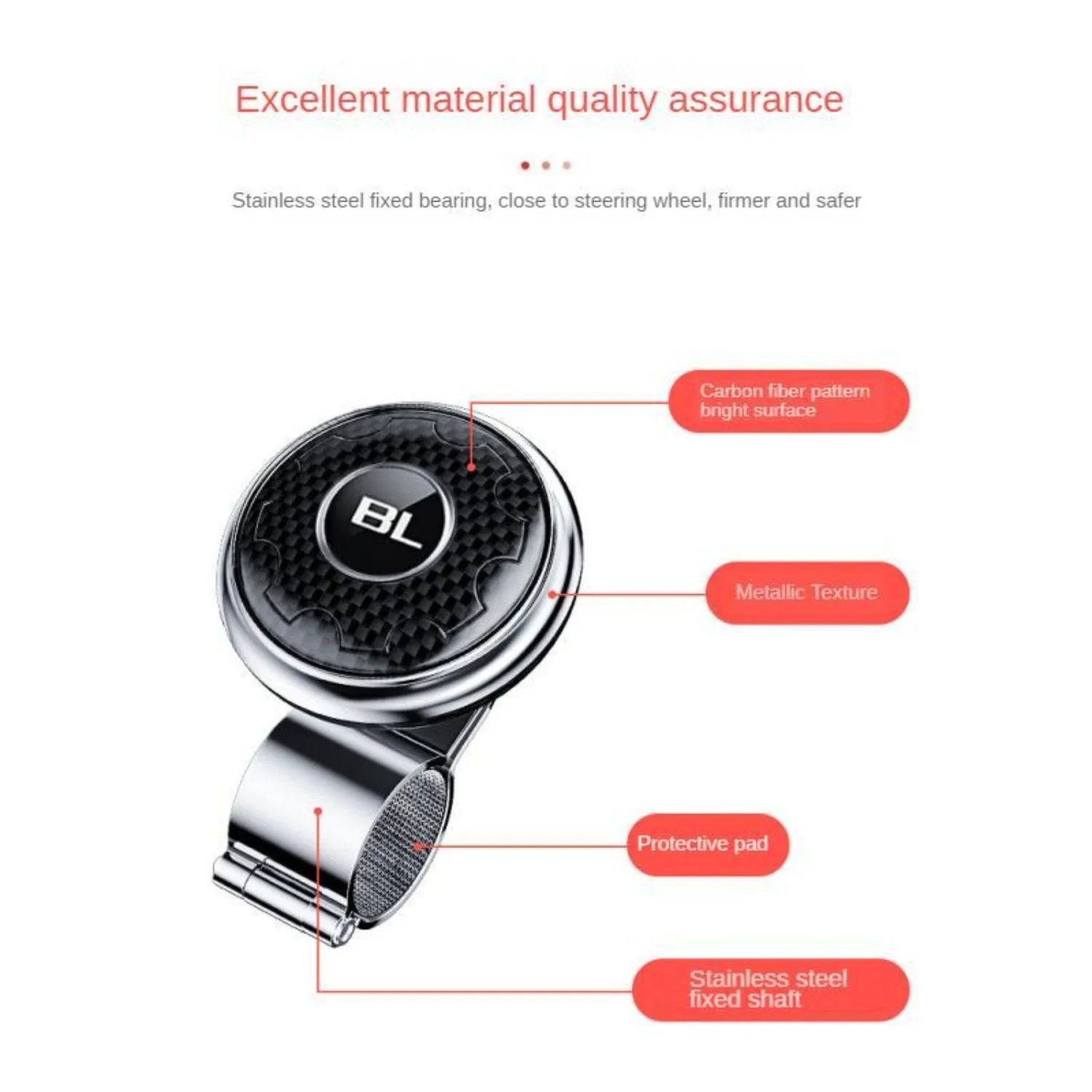 Lenkradknopf, Auto-Lenkradknopf im Kohlefaser-Stil, Auto-Lenkrad-Rotator, Auto-Innenzubehör, Griff