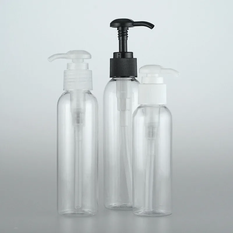 

120ML 150ML 200ML X 30 Empty Clear Plastic Bottles With Round Screw Lotion Pump Washing Dispenser PET Containers Liquid Soap