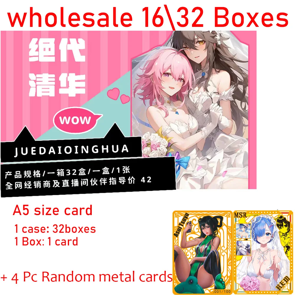 Wholesale New JueDaiQingHua A6 Size Card Anime Rare Hobby Collection Waifu Cards ACG Girls Booster Box Hobbies Gifts