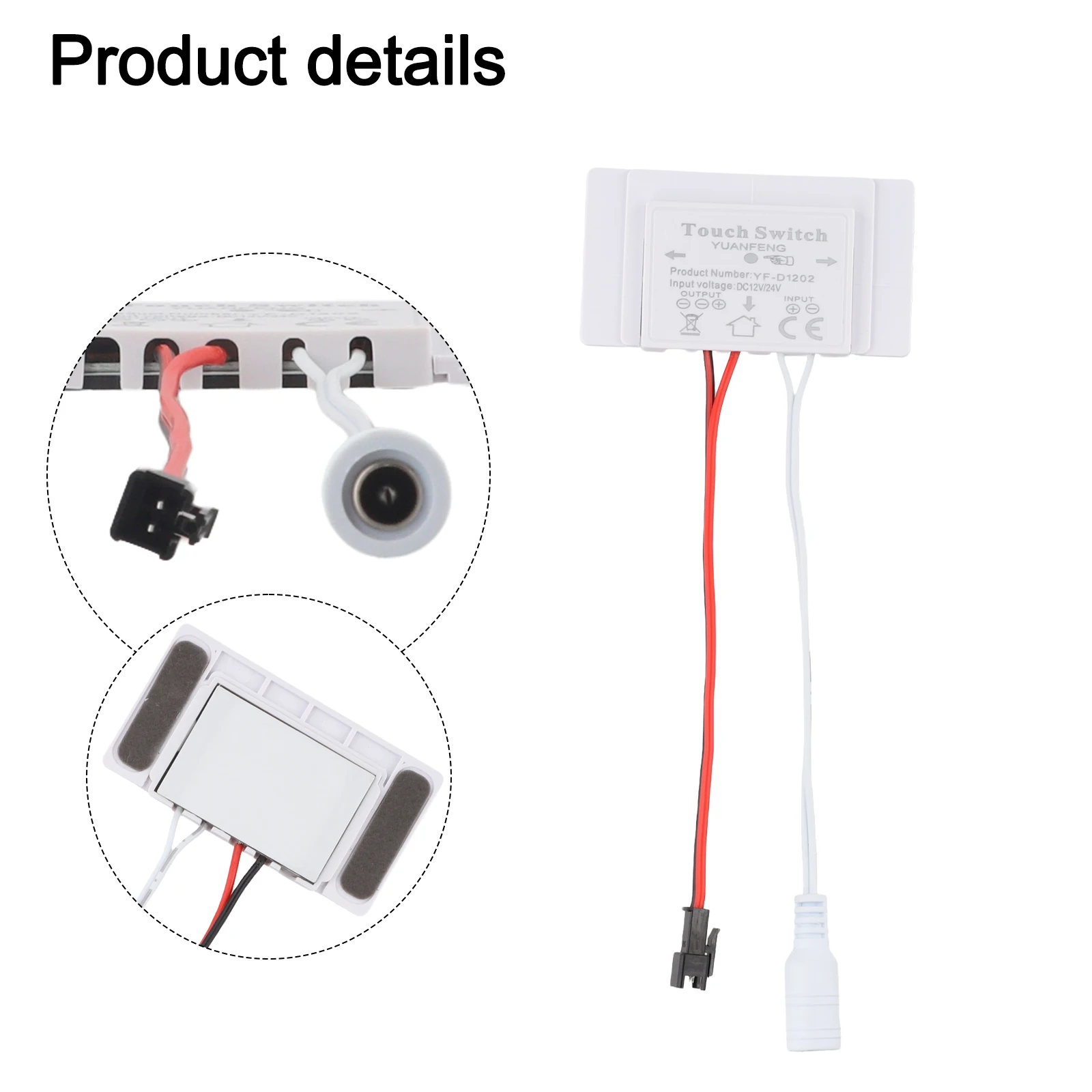 White DC 12V 60W Touch Dimming Switch For LED Mirror Lamp Key Control For Hotel Bathroom Vanity Mirror Cabinet Glass Panel