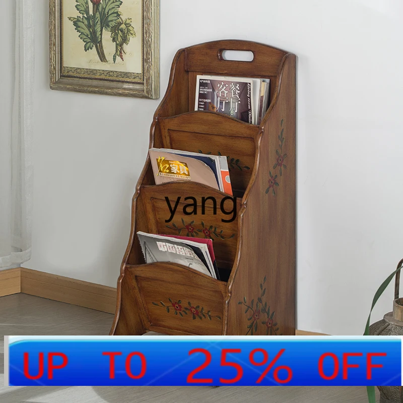LHH  small bookshelf retro storage magazine display shelf pastoral painted furniture utility rack
