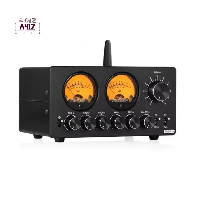 

A41Z-EQ5 PRO Mini 5-Band EQ Preamp Stereo Bluetooth Equalizer Home Desk Audio Processor With VU Meter