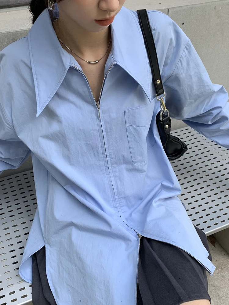 

Zipper Long Sve Women's irt White Inner Wear Cotton Blend Busin Casual Sle Breathable Comfortable Fit Fall 2025