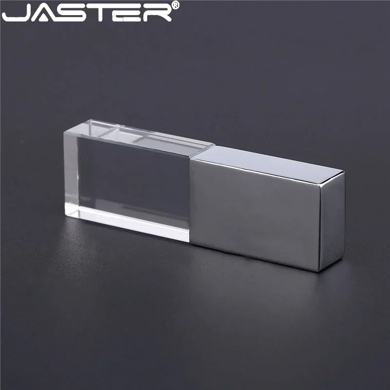 JASTER rectangular crystal USB flash drive 16GB 32GB 64GB USB 2.0 blue green red LED creative colors (more than 10PCS free logo)