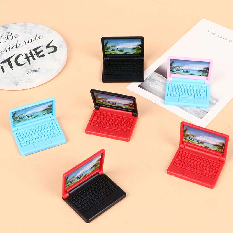 Mobili per computer moderni in miniatura per casa delle bambole creativa da 2 pezzi per giocattoli per bambini