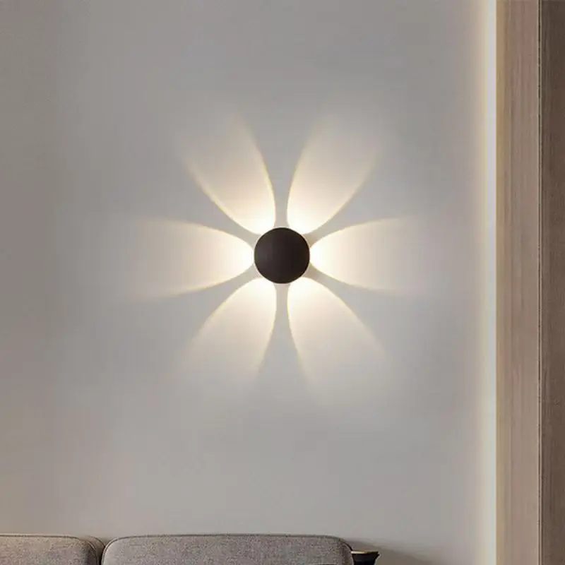 Lampada da parete a 6 teste generale per interni ed esterni a LED IP65 Lampada da parete moderna semplice per corridoio del cortile della villa