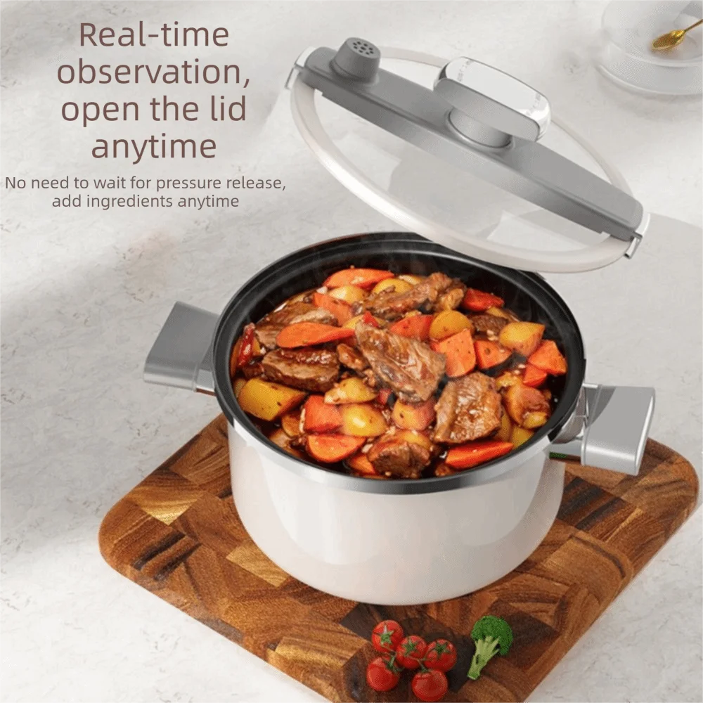 Enamel Coating Enamel Soup Pot Non-Stick 5.5 Liters Micro Pressure Stew Pot Stainless Steel Universal Design