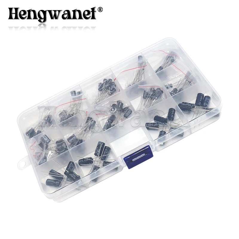 120pcs 12 Values Electrolytic Capacitor 16V 25V 50V Aluminum Electrolytic Capacitor Kit 1uF-470uF DIP Electrolyte Capacitors