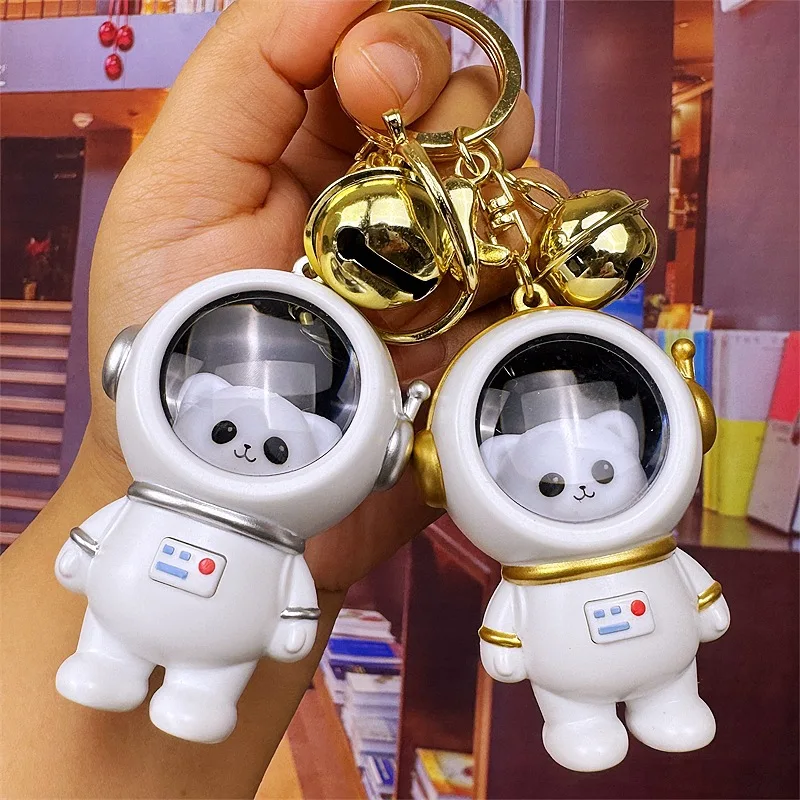 1Pcs Cute Romantic Starry Sky Bear Light Up Night Light Keychain Fun Light Up Cat Astronaut Toy Girls Bag Decoration Charm Gifts