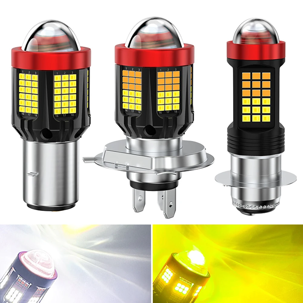 

1X 20000LM H4 LED Motorcycle Headlight H6 BA20D P15D Led 2016 3570 Lens White Yellow Hi Lo Beam Motorbike Scooter Running Light