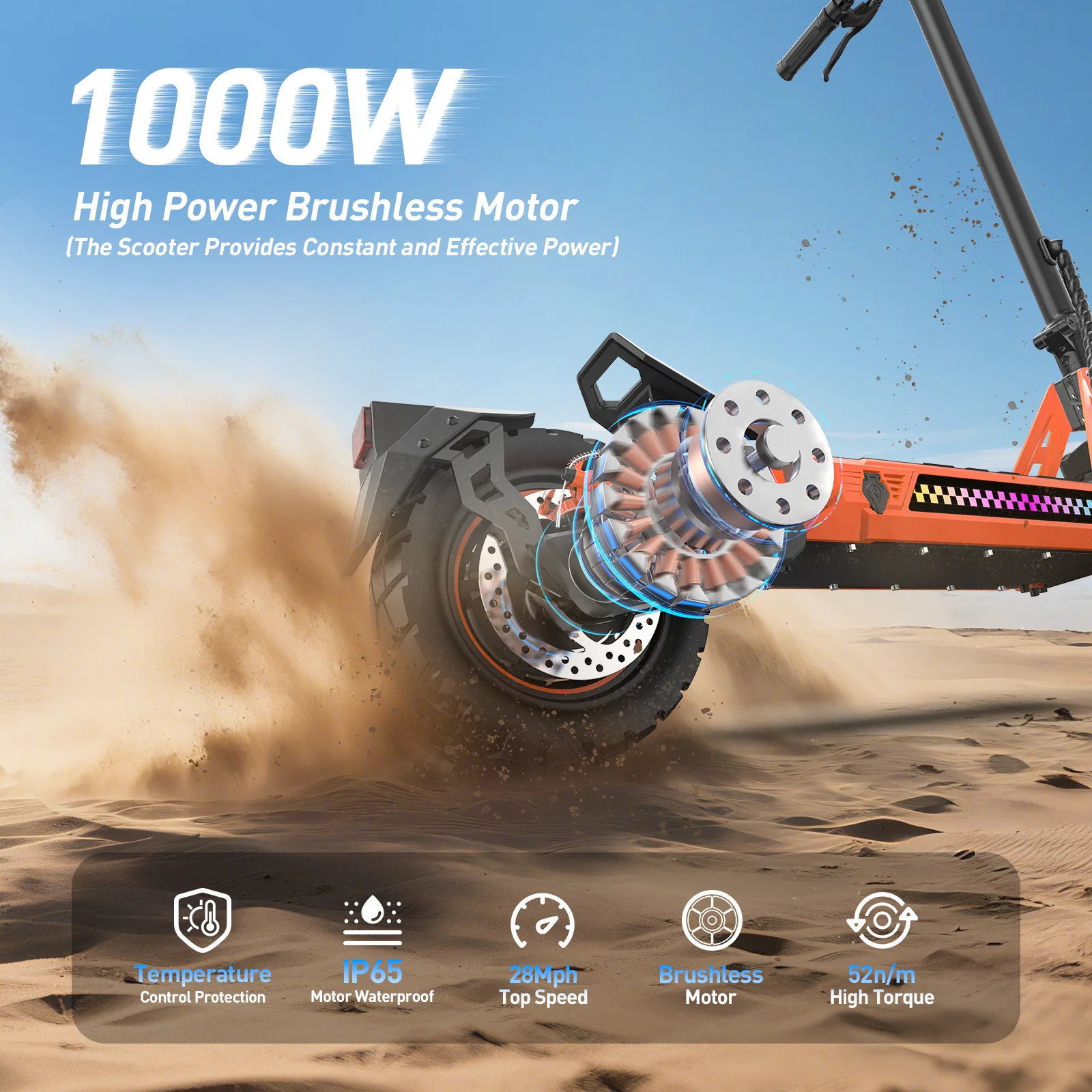 TUNO NT3 Electric Scooter 1000W Motor 48V13Ah Battery Adult Sport Road Mountain E-Scooter 10Inch Tires Snow Foldable EScooter - view 2
