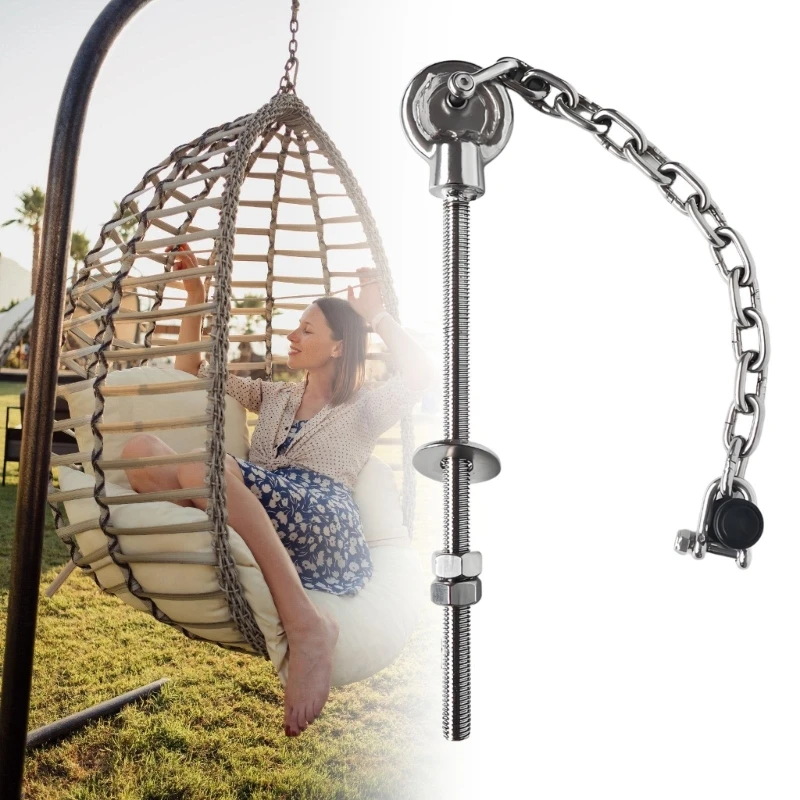 Swing Hanging Hardware With Threaded Mounting Rod, Chain Connection, and Metal Ceiling Suspension Set for Hammock and 87HA