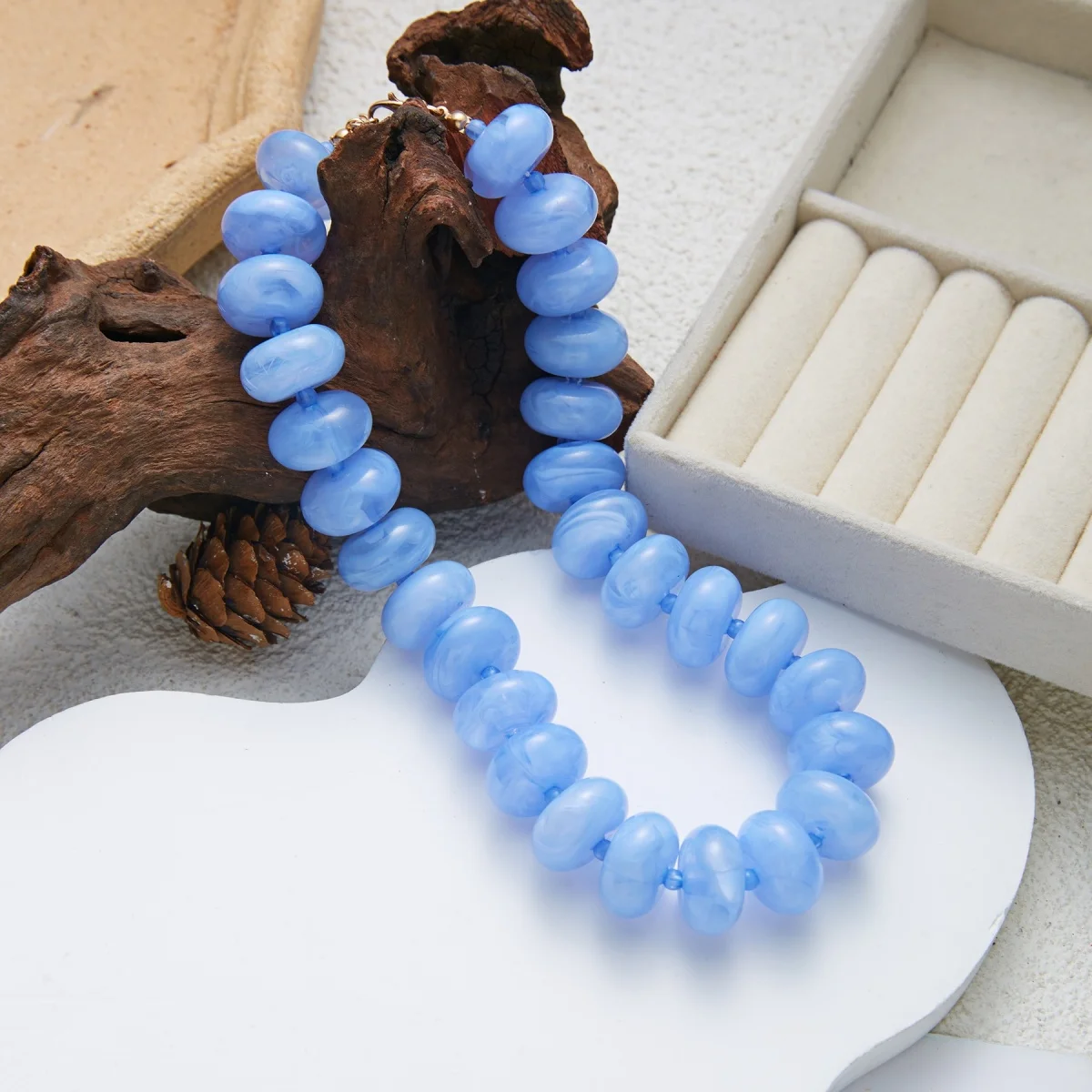Dopamine Bunte flache, runde Acryl-Perlenkette für Damen und Herren, trendige, einfache geometrische Harzperlen, stapelbarer Choker-Schmuck – Detail 30