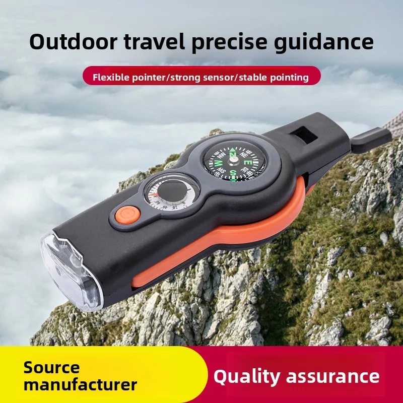 H7-2A New 7-in-1 Whistle: Multi-Functional Survival Whistle with Compass, Thermometer, Etc. for Outdoor Use
