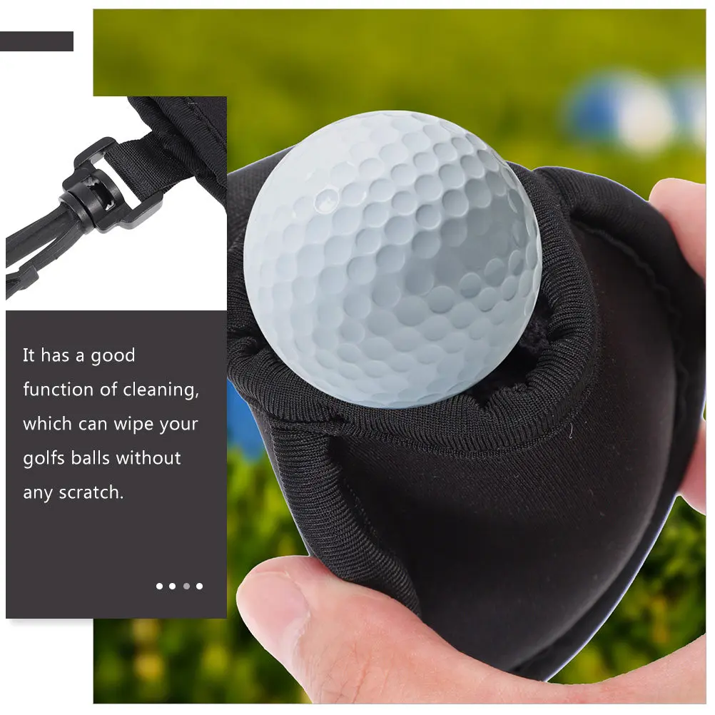 

2Pcs Golf Ball Cleaner Pouches High-Density Fabric Scratch-Free Wiping Bag Easy Carry Hanging Design for Travel Practice