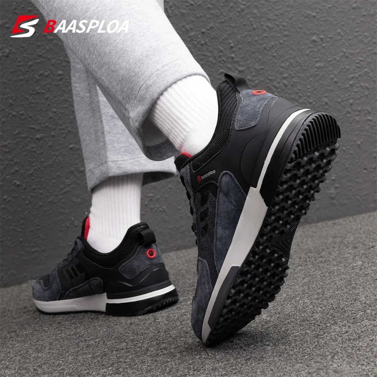 Baasploa-Chaussures de marche décontractées pour hommes, baskets d'extérieur coordonnantes, chaussures de sport respirantes à lacets, mode masculine, nouveau