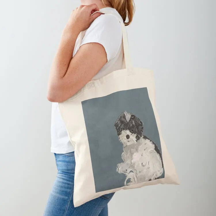 

Black and White Maltipoo Tote Bag shopping trolley bag canvas shopping bag personalized tote Canvas for women