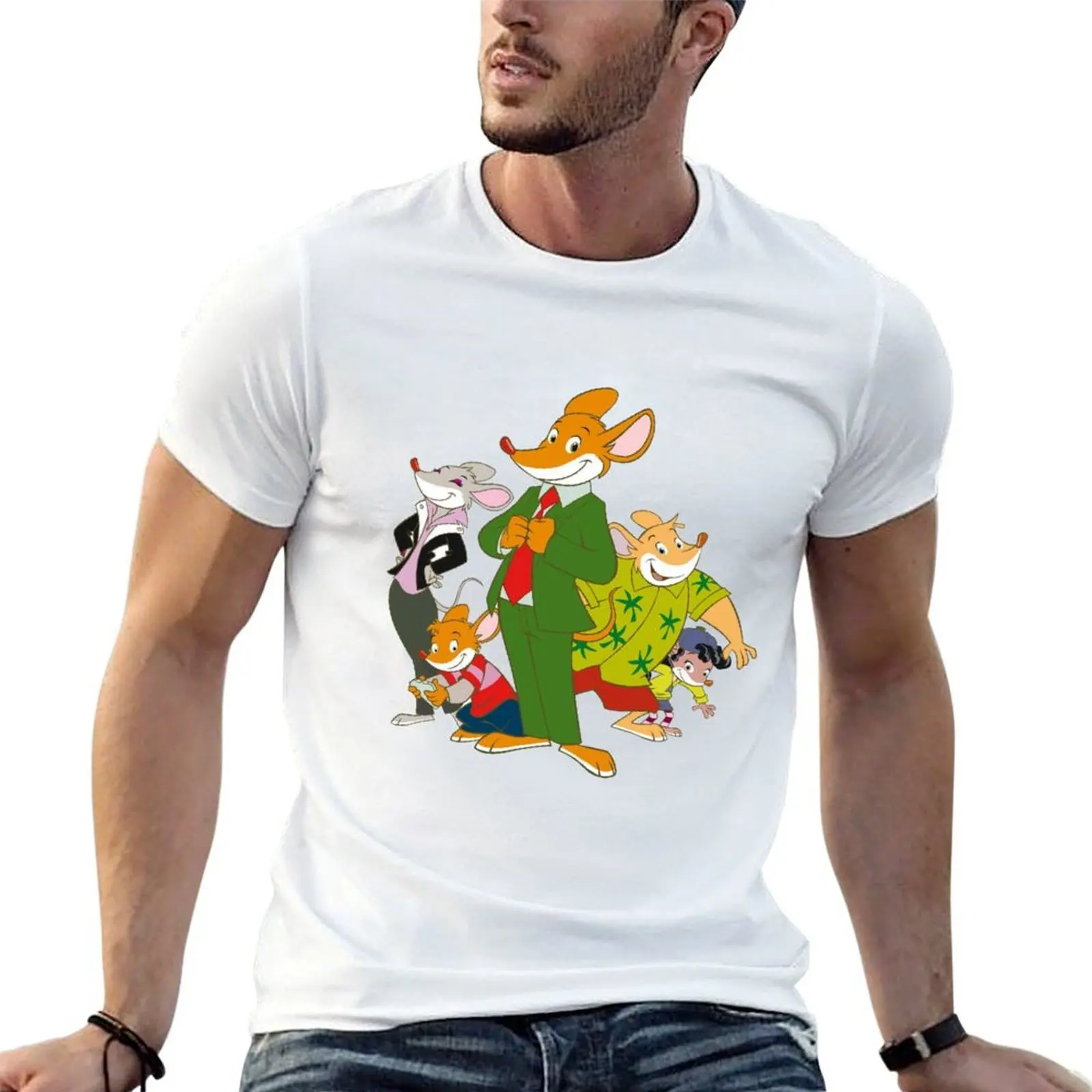Camiseta Geronimo Stilton, camiseta de algodón para hombre, camisetas 100% de anime para hombre