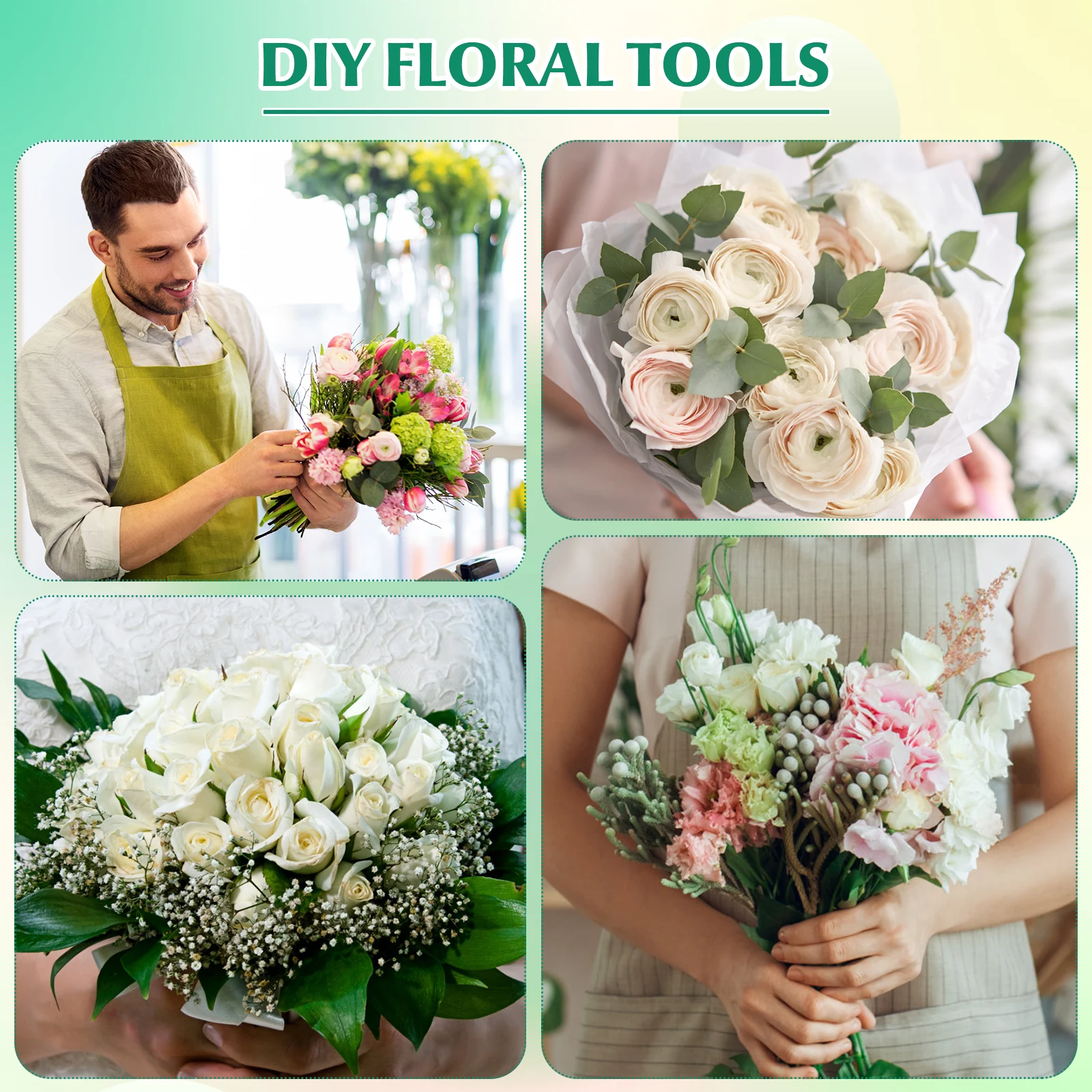 

1 set 1 Set Flower Arranging Kit Florist Wire Floral For Diy Wreaths Bouquets Crafts Garland Making Supplies Wreath Making Tapes