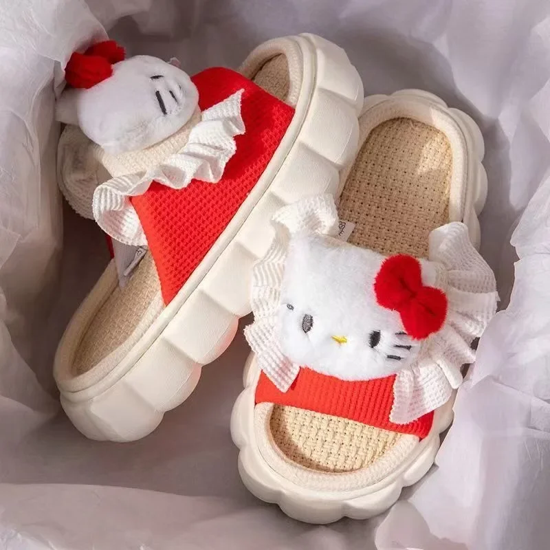 

Hello Kitty Anime Kawaii Sanrio Ins Lovely Doll Slippers Cute Cartoon Cinnamoroll Kuromi Indoor Home Cotton Shoes Gifts for Kids