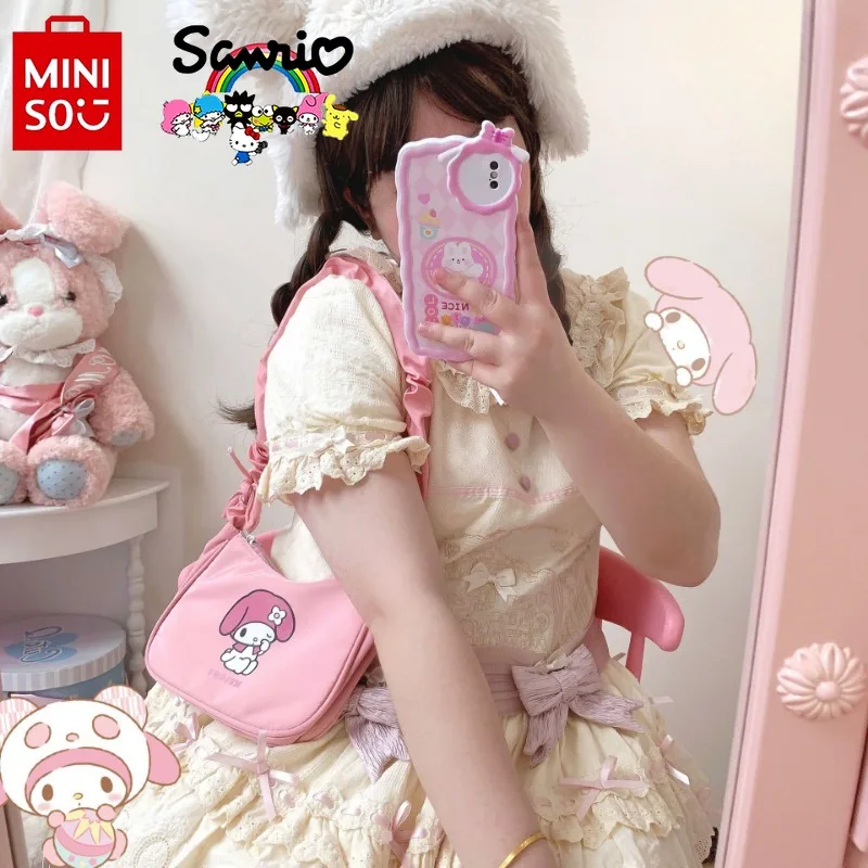 Miniso Sanrio 2024 New Women's Handbag Fashionable and High Quality Women's Shoulder Bag Cartoon Versatile Girl Storage Bag