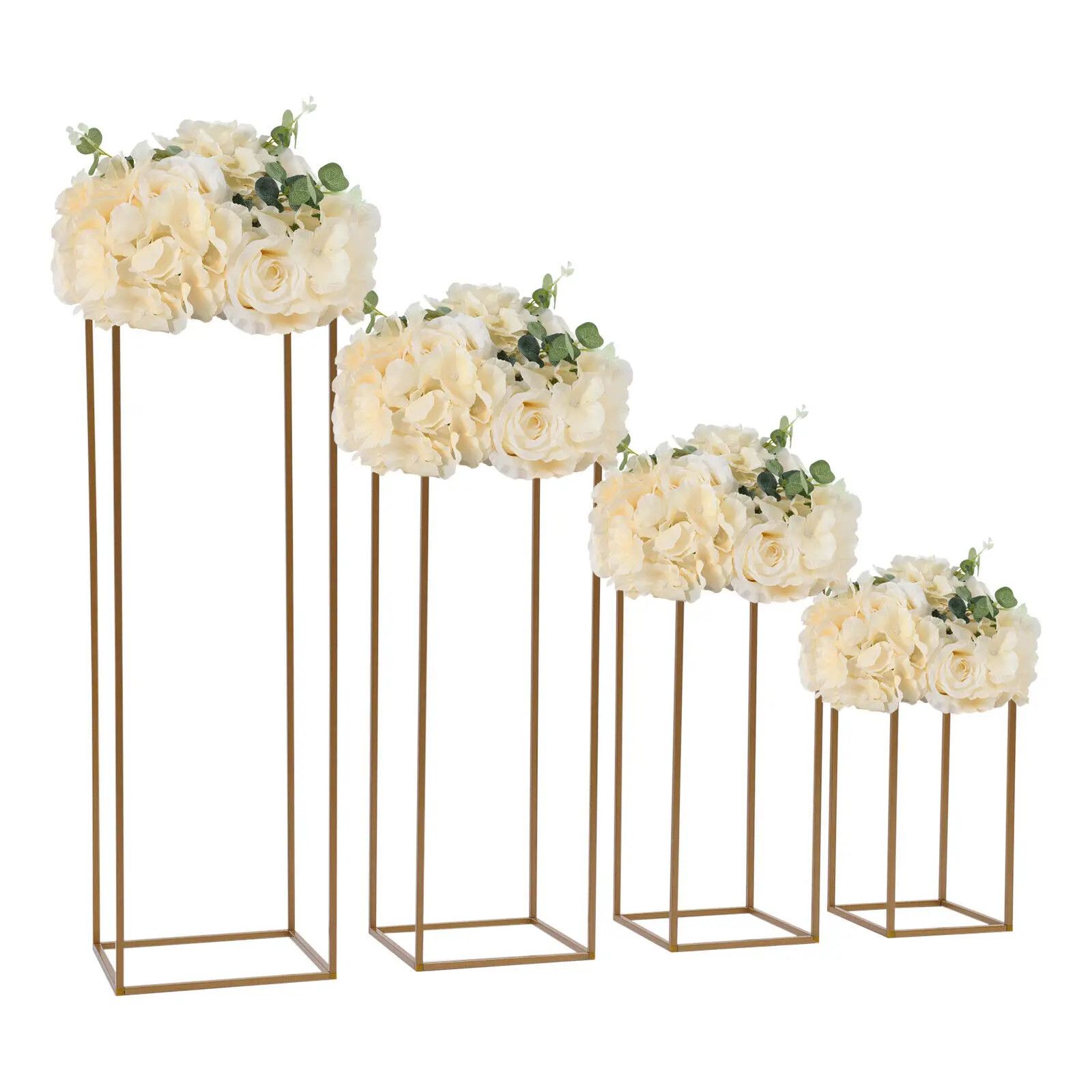 Gold Metal Flower Stand Rectangular Rack For Wedding Table Centerpieces Decor