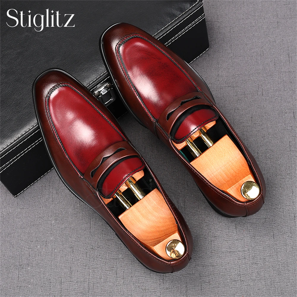 Multicolor Men's Loafers Classic Consie Style Slip-On Shoes Luxury Handmade Wedding Shoes Almond Toe Business Leather Shoes Sale