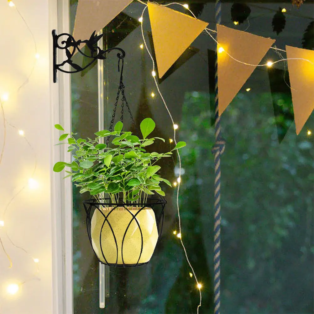 

Garden Hanging Flowerpot Holder Iron Art Balcony Planter Stable Outdoor Plant Hanger Flowerpot Storage Rack Flower Hanging Rack