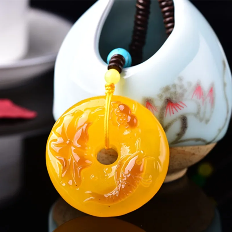 

Honey Wax Amber Circular Pendant, Simple Men's and Women's Style