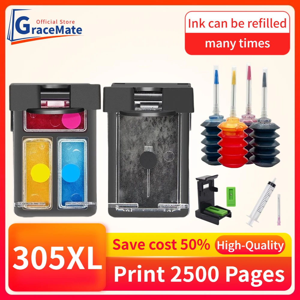 

305XL Refill Ink Cartridge Compatible for HP 305 XL Hp305 for HP Deskjet Series 2700 Envy Series 4200 6020 6030 6400 6430